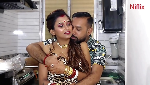 Indian brunette in sexy clothes and plays with a lover