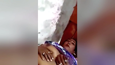 Indian milf is pressing her pussy in pov porn video
