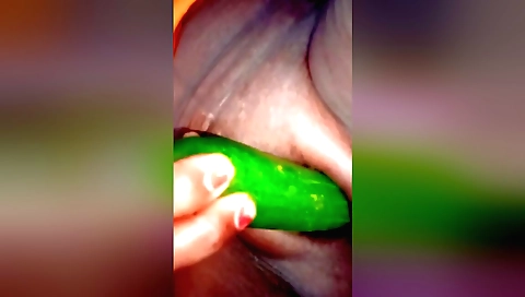 Indian toy and cucumber in bed is her best practice