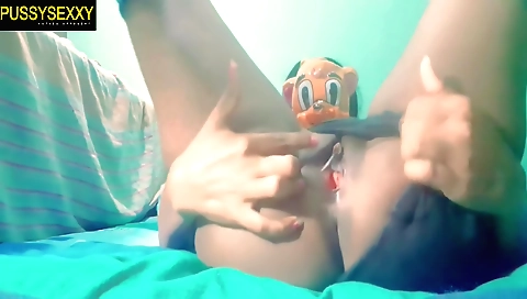 Sexy brunette in sexy dress and stockings on webcam