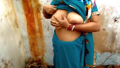 Brunette with hairy pussy fucking a stepmom in forest