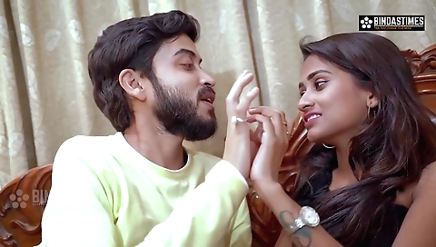 Hot brunette babe is riding two men in a threesome