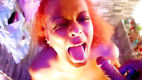 Busty milf with huge ass and sexy face in sports bra