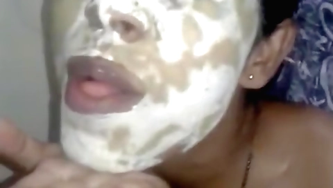 Busty amateur brunette girl is getting her pussy rubbed on the shower