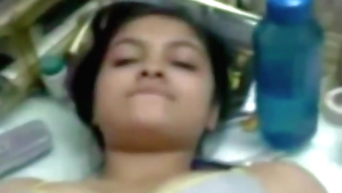 Indian brunette with big boobs sucks and gets banged