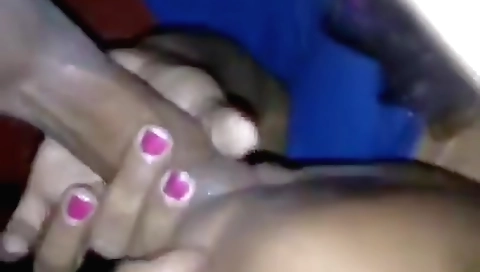 Indian brunette sucking and milking her man's cock