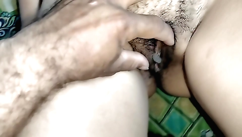 Hot wife with an hairy body enjoys getting fucked by the dildo