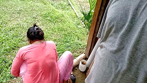 Hot brunette with a nice body gets naked in an outdoor video