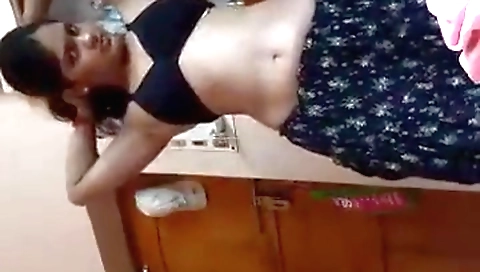 Big boobs brunette with a nice ass fingering her wet pussy