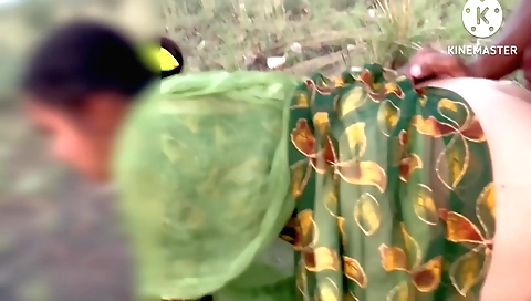 A pornstar is getting filmed outdoors by her lover