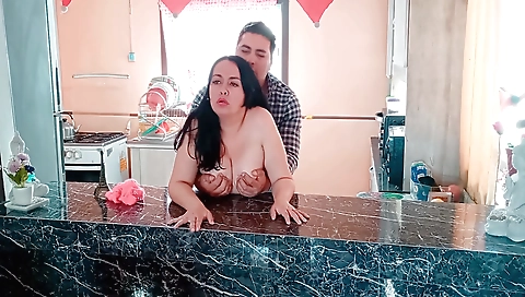 Indian milf with a big ass fucks her stepson's cock