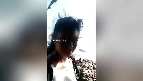 Brunette girl in a park takes a big dick for the first time