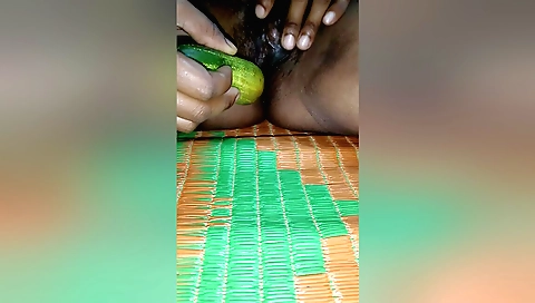 Indian amateur brunette enjoys her toy in her hairy pussy
