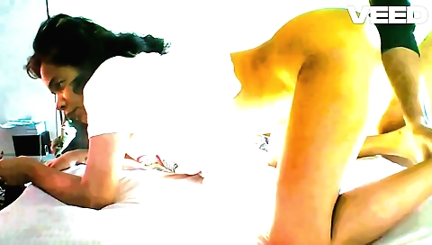 Indian hottie is smoking and yoga at the same time