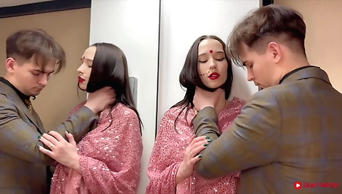 Indian brunette in a sexy outfit loves her hairy pussy