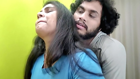 Indian couple with sexy bodies make love in bedroom
