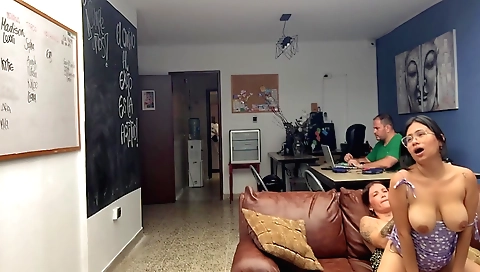 Indian teen has a lot of fun with some guys in the office