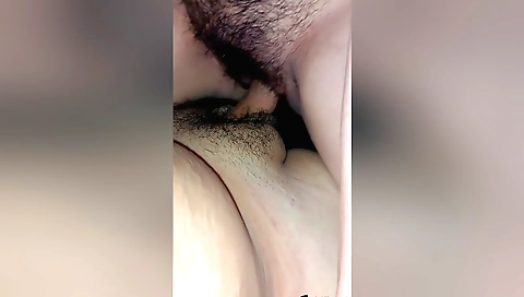 Amateur hairy girl loves the sound of a dick hitting her pussy