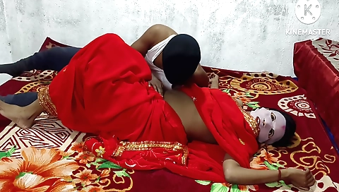 Red Saree Wearing Bhabhi Fucking With Cowgirl Position And Doggy Style