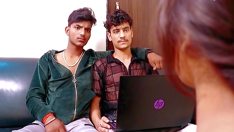 Indian hottie gets her tight cunt fucked by stepson and stepdaughter