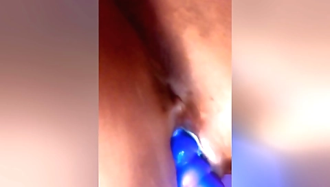 Amateur porn chick is fucking herself with a big dildo