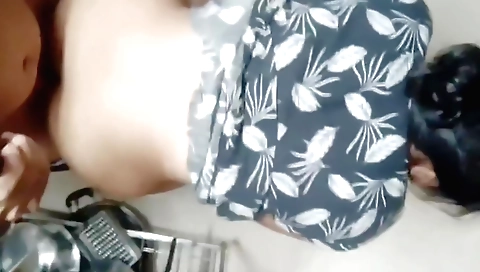 Cute brunette with small tits gets rammed in her kitchen