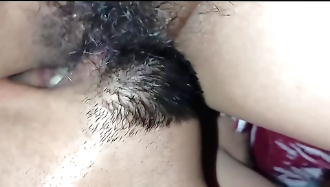 Amateur teen masturbating on camera with her hairy body