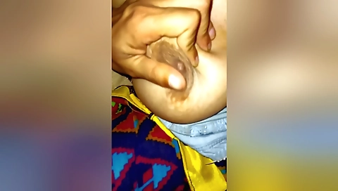 Indian girl plays with her body while stretching on her knee