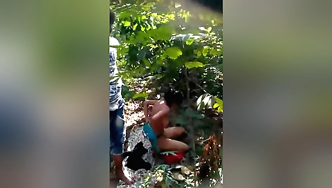 Busty indian brunette in outdoor amateur movie scene